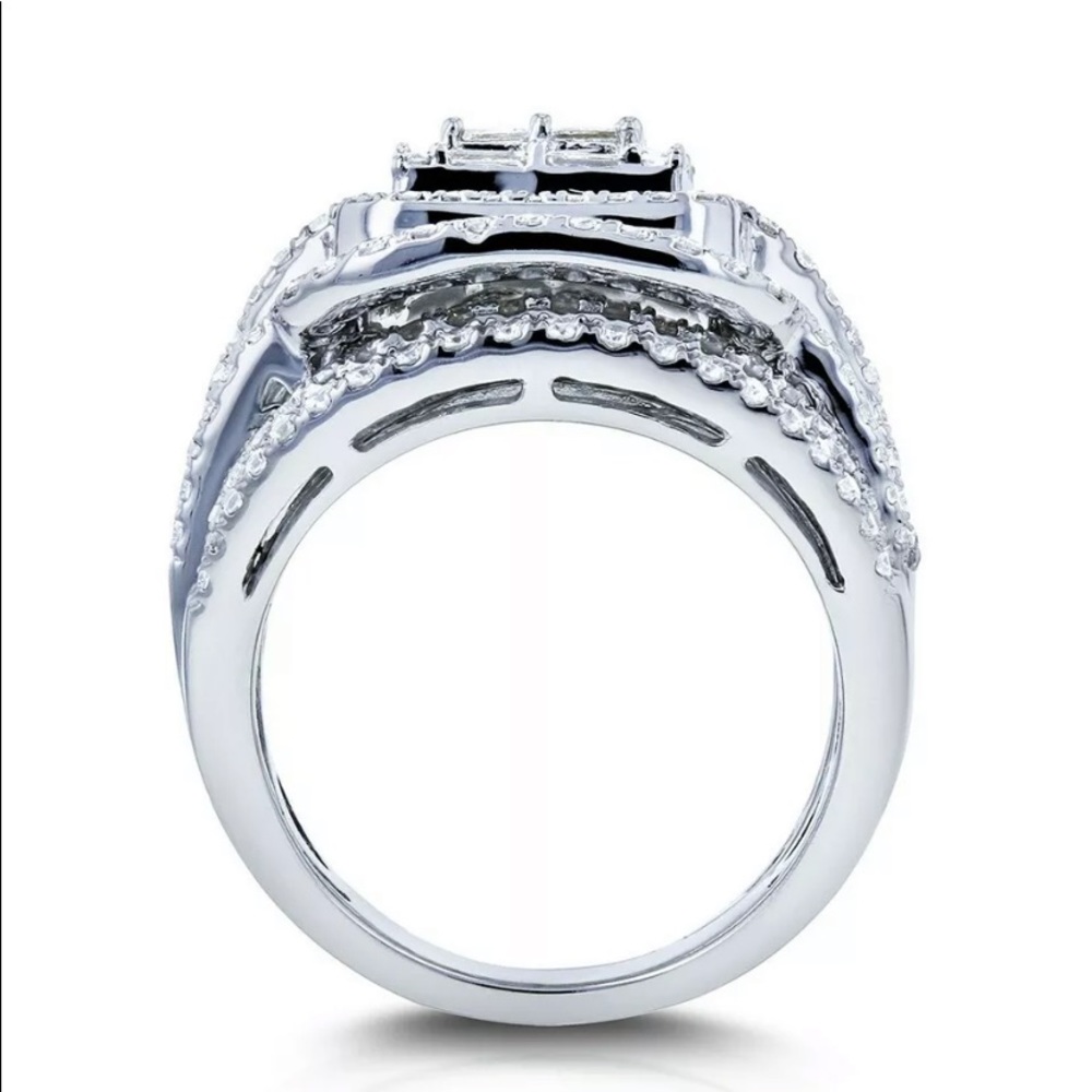 NEW 2 PIECE 925 STERLING SILVER DIAMOND ZIRCON ENGAGEMENT RING - Picture 9 of 10